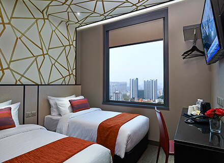 Lavender Area Superior Twin (City View) rooms at Hotel Boss